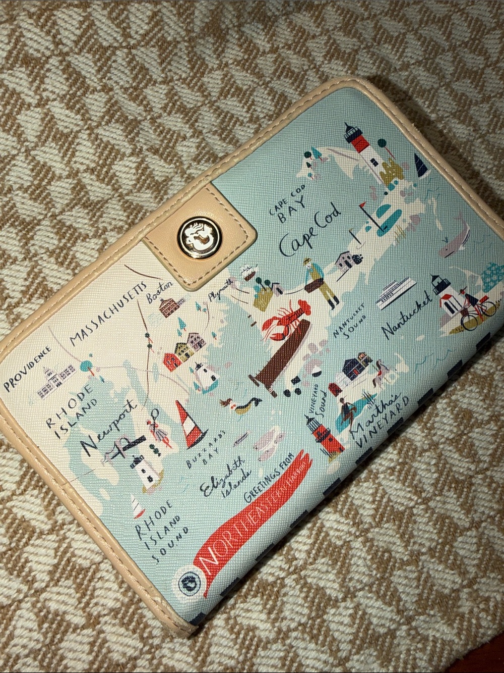 Spartina Light Blue Northeast / Cape Cod Map Zip Wallet
